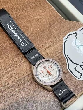 Swatch Omega Silver White and Black Speedmaster Ring Watch Strap Style